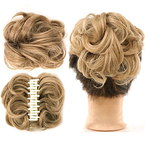 Bun Haarteile Lockige, gewellte, kurze, synthetische Haargummis for Anklipsen, Haarknoten, Haarverlängerung, unordentlicher Dutt, zerzauste Hochsteckfrisur, for Anklippen, Haarteil for Frauen Brötchen