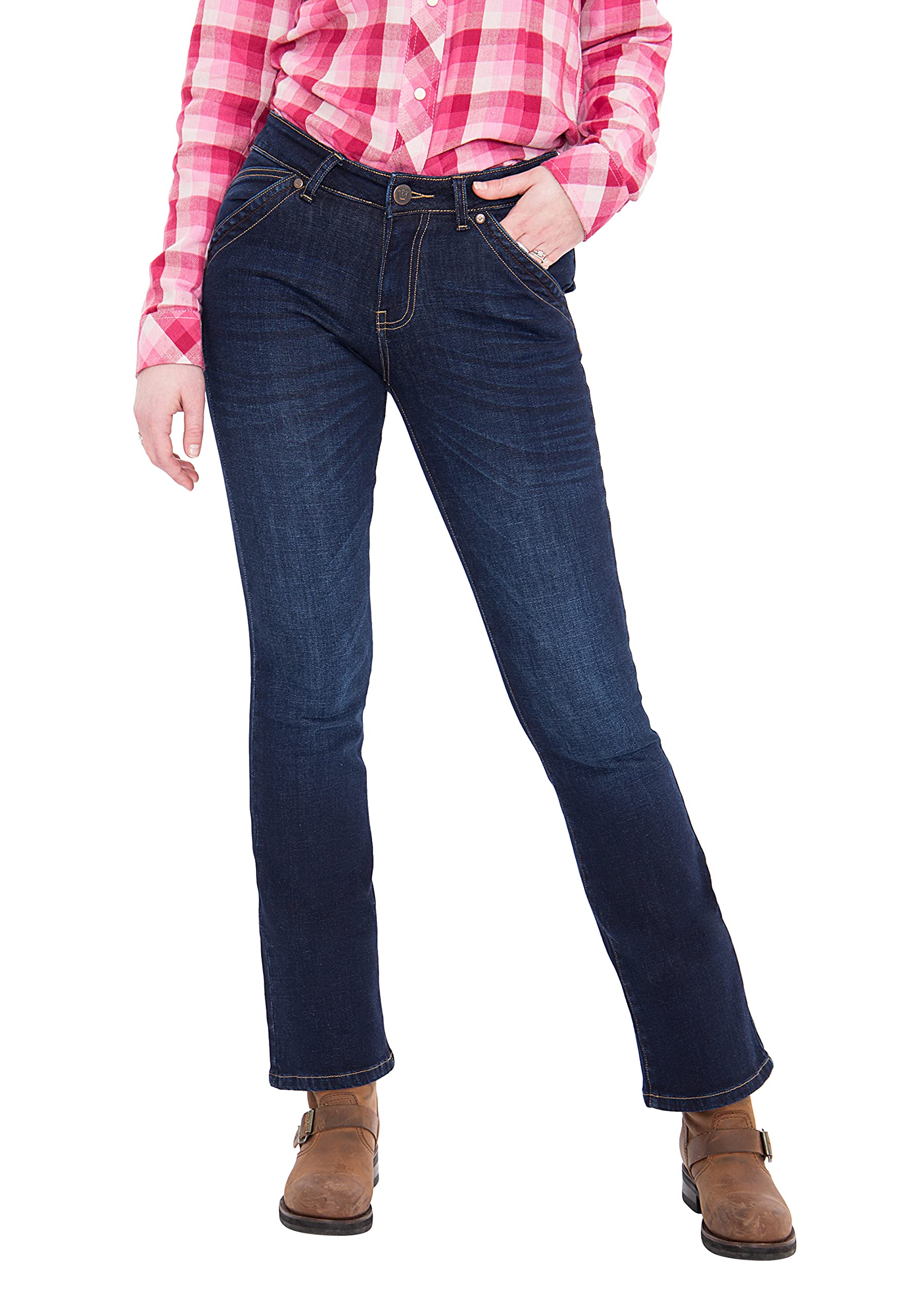 Queen Kerosin Damen Bootcut Jeans Mit Klappentaschen Nina Abgesteppte Kante Bootcut Jeans Bootcut Fit Clean Nina