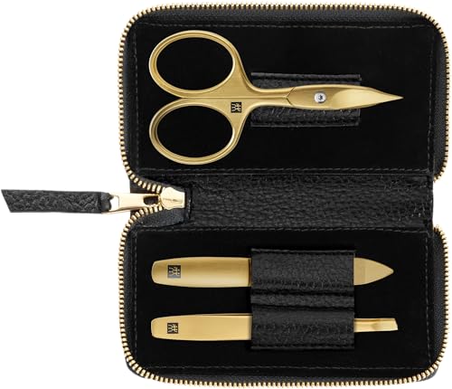 ZWILLING TWINOX Maniküre Pediküre Set 3tlg. mit Kombi-Nagelschere, Leder, schwarz (97747-004-0)