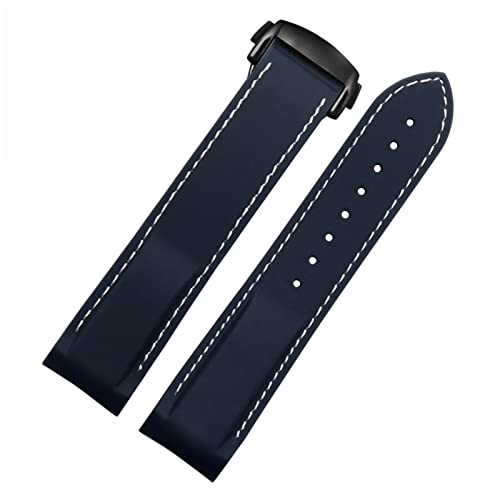 OPKDE Silikon-Uhrenarmband für Omega Seamaster 007 Handgelenk, wasserdicht, mit Faltschließe, 20 mm / 22 mm, 22 mm, Achat