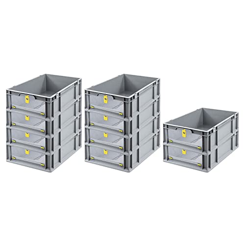 SparSet 10x Eurobox NextGen Insight Cover | HxBxT 17x40x60 | 34 Liter | Niedrig/Gelb | Eurobehälter, Transportbox, Transportbehälter, Stapelbehälter