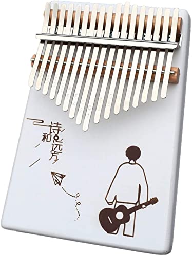 Kalimba Thumb Qin, Daumenklavier, Kalimba-Daumenklavier mit 17 Tasten, Marimba-Fingerklavierinstrument, mit Stimmhammer, Lernanleitung, Klavier, bestes Geburtstagsgeschenk, (White Dream Serie) Weiß A