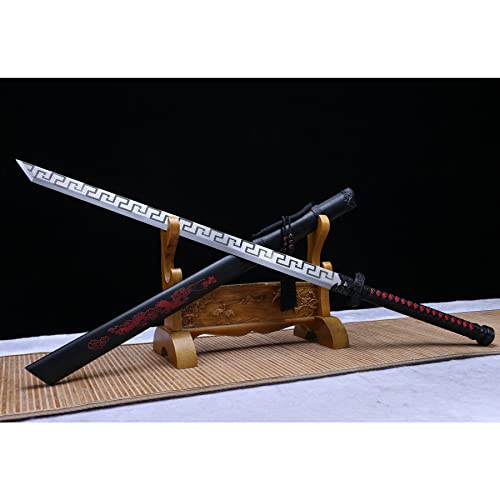 LQSMX sword 43.3 in Broadsword/scharf/Chinesisches Kampfsportmesser Katana Schwert echt Samuraischwert Handgeschmiedeter Federstahl