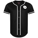 HIDETOSHI WAKASHIMA® BC Kiyota Herren Shirt im Baseball Trikot Design mit Durchgehender Knopfleiste, abgerundetem Saum und kurzen Ärmeln. In S bis 3XL (as3, Alpha, l, Regular, Regular, schwarz)