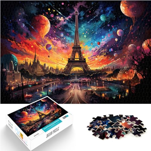 Puzzles für Erwachsene, farbenfrohes Eiffelturm-Puzzle, 1000 Teile, Holzpuzzle, schwieriges Puzzle für Frauen und Männer, 1000 Teile (50 x 75 cm)