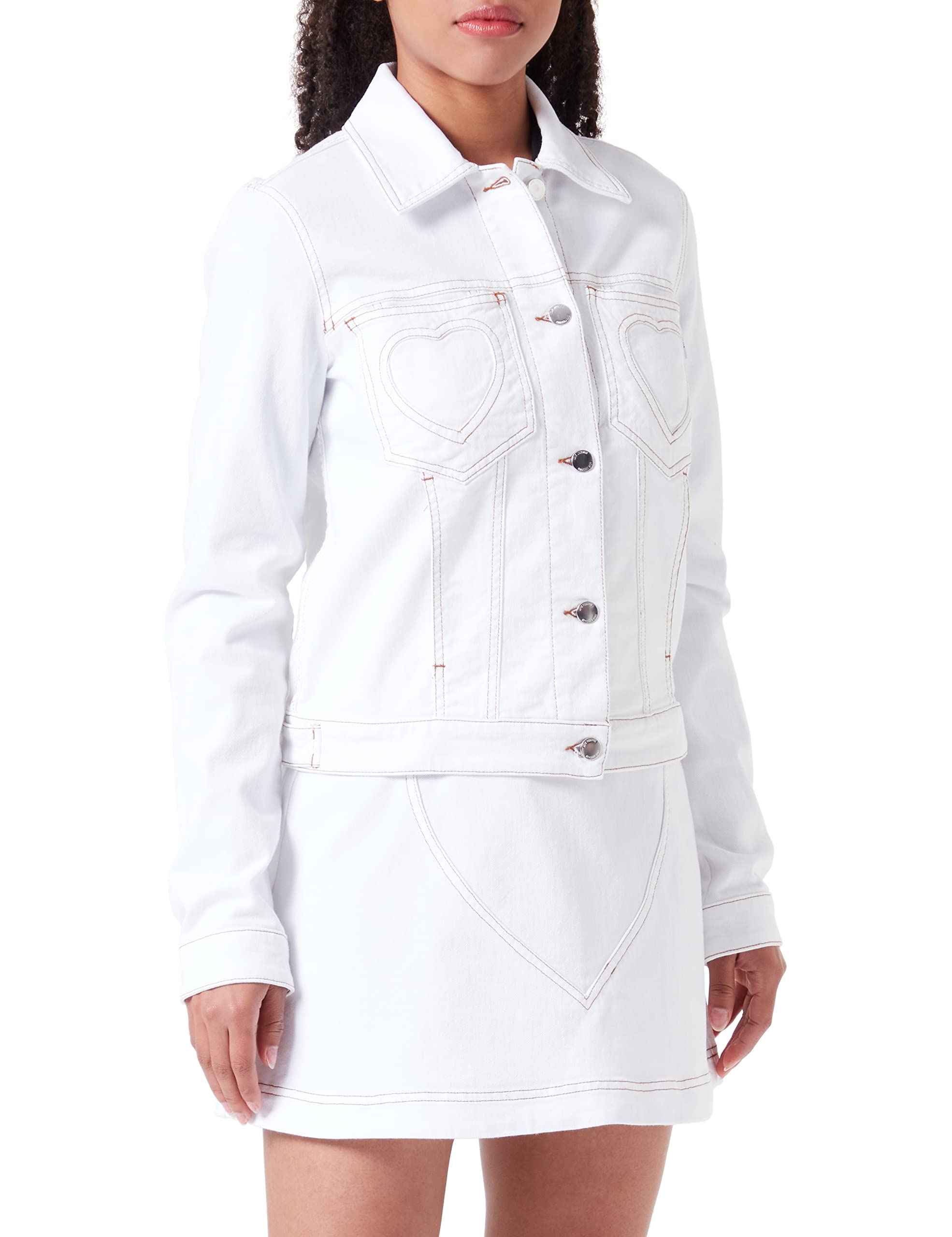 Love Moschino Women's Trucker Jacket, Optical White, 40