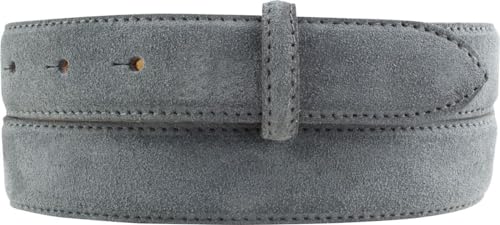 BELTINGER Wechselgürtel aus Veloursleder ohne Schnalle 3,0 cm | Druckknopf-Gürtel für Damen Herren 30mm | Wildleder-Gürtel | Dunkelgrau 90cm