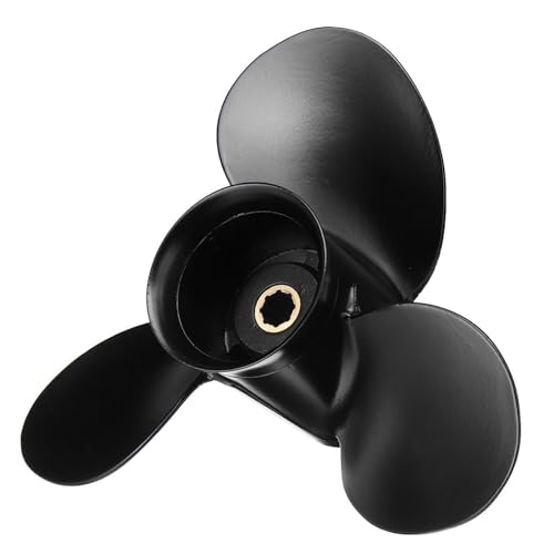 Jodriva 48-828158A12 9x10 1/2 Marineboot-Außenbordpropeller 6-15 PS Aluminiumlegierung Standardrotation Schwarz 8 Spline-Zähne Propeller für Außenbordmotoren