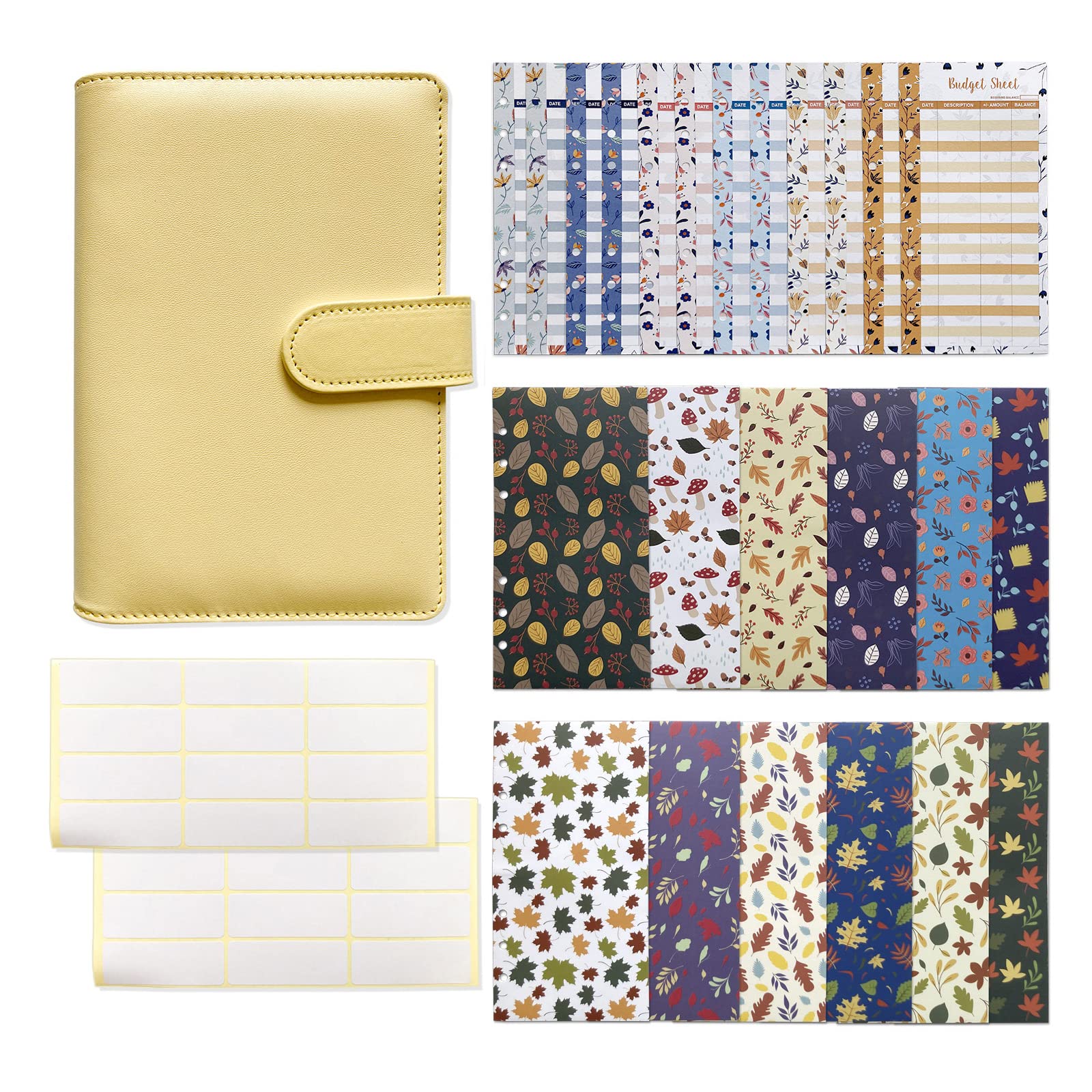 Lose-Blatt-Binder-Notizbuch, 6-Ring-Budget-Binder-Set mit Budgetblättern, Etikettenaufklebern für Damen und Herren, kommerzielle Budgeting