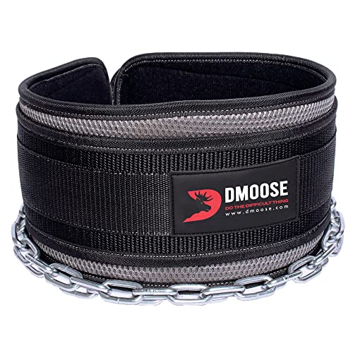 DMoose Fitness Premium Dip Gürtel mit Kette 36" Heavy Duty Stahlkette, Comfort Fit Neopren, Double Stitching - Maximieren Sie Ihre Gewichtheben & Bodybuilding Workouts mit Durable Dipping Belt