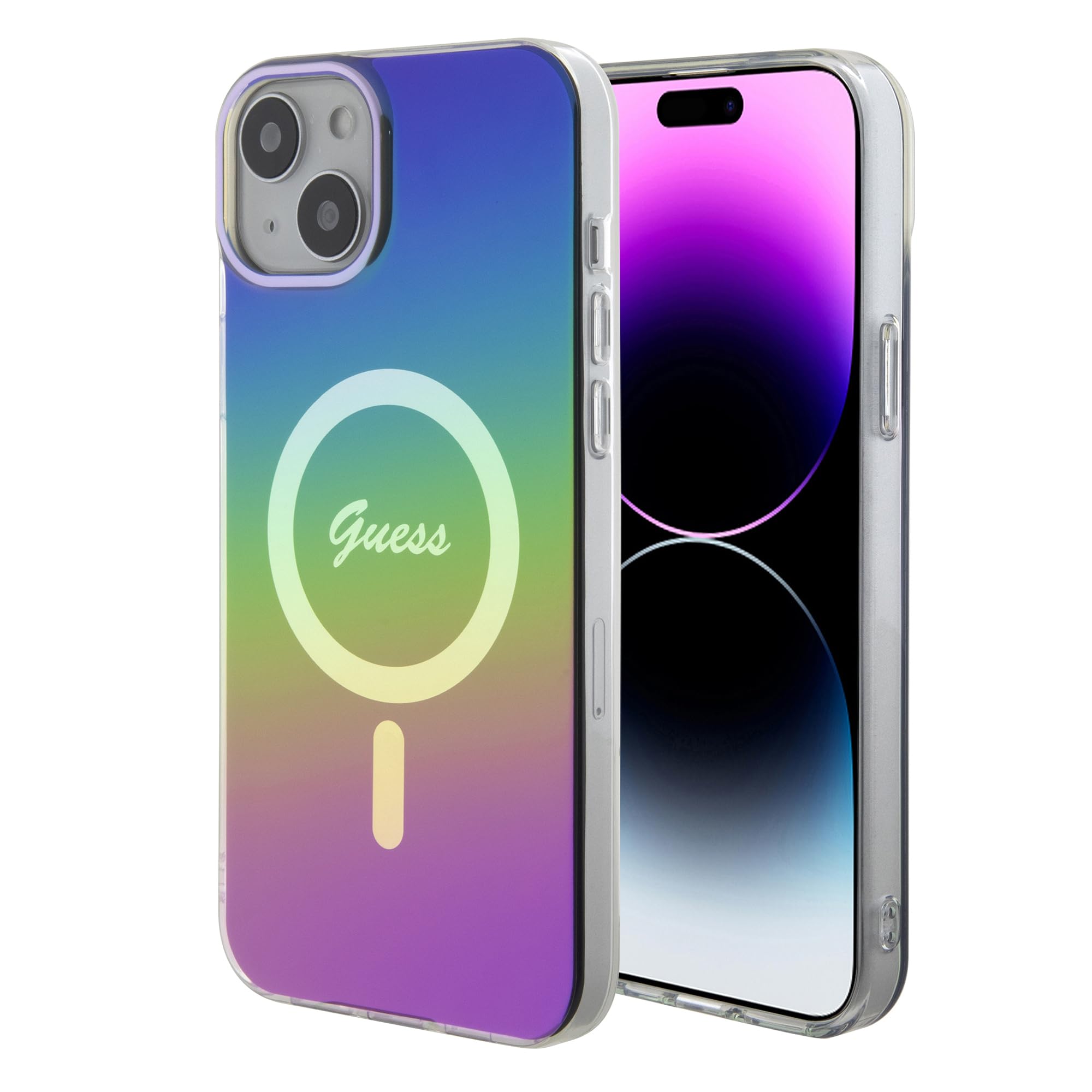 Guess GUHMP15MHITSK Schutzhülle für iPhone 15 Plus 6,7 Zoll, Mehrfarbig, Hartschale, IML schillernd, Mehrfarbig, X, X, Mehrfarbig, X, x