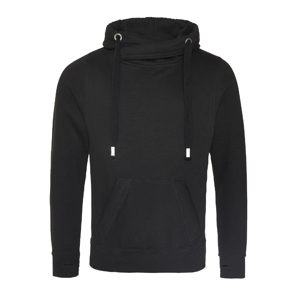 Just Hoods - Cross Neck Hoodie mit Jumbo-Kapuze/Jet Black, L