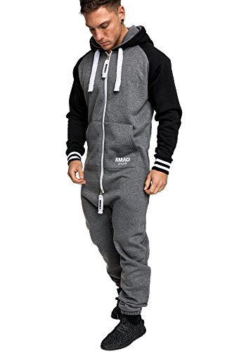 Amaci&Sons Herren Overall Jumpsuit Onesie Jogging Sportanzug Trainingsanzug Jogginganzug 3022 Anthrazit M