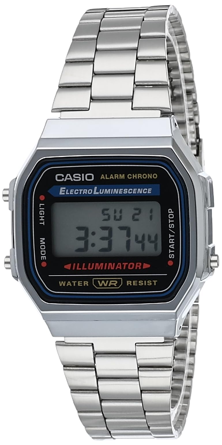 Casio Unisex Digital mit Edelstahl Armbanduhr A168WA 1W