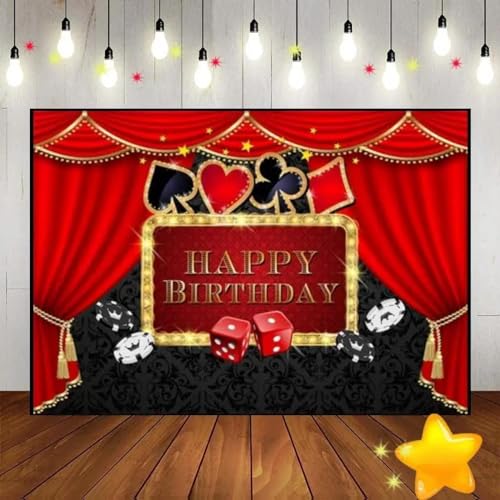 Casino Poker würfel roter Vorhang Geburtstag Hintergrund Dekoration Baby Party Party Fotografie Hintergrund Banner 300x200cm