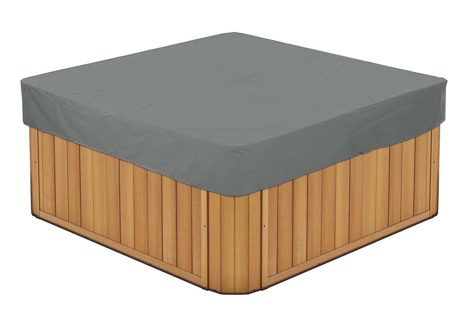 BaCover Outdoor Quadrat Whirlpool-Abdeckung, Allwetter Garten Spa Abdeckung aus 210D Oxford, Wasserdicht, Staubdicht, UV-geschützt Poolabdeckung,Grau,220x220x30cm