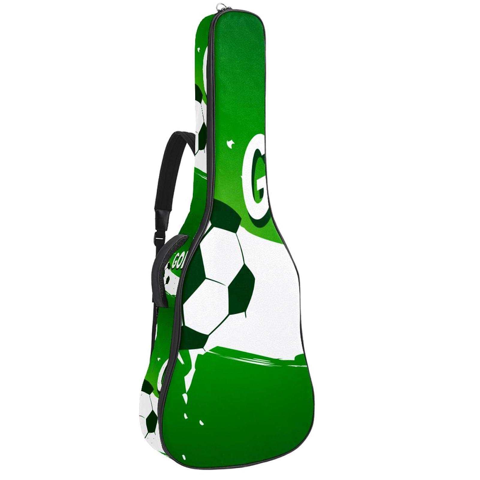 Gitarrentasche, wasserdichtes Oxford-Tuch, 2 Taschen für klassische Akustikgitarre 109 x 43 x 12 cm ， Green Abstract Soccer Football