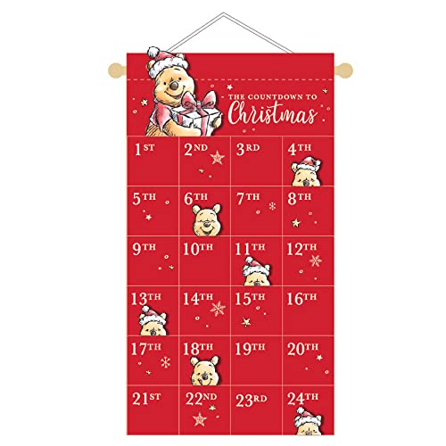 Widdop Disney Winnie Puuh Adventskalender aus Stoff – The Countdown to Christmas, Rot