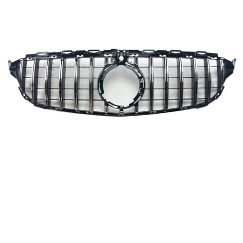 Frontgrills Für Benz W205 S205 C C205 C180 C200 C250 C300 C260 2014-2021 Oberer Ersatz-GT-Stil Frontstoßstangengrill Front Bumper Grille(19-21Silver with Cam)