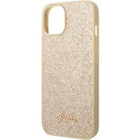 GUESS Hard Cover Glitter Flakes Metal Logo Gold, for iPhone 14 Plus, GUHCP14MHGGSHD (GUHCP14MHGGSHD)