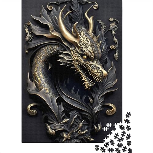 Golden Dragon Dominion Holzpuzzle für Teenager-Geschenke, schwierige, anspruchsvolle Puzzles, 1000-teiliges Holzpuzzle für Erwachsene Teenager, 75 x 50 cm