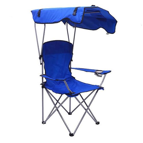 QYZUJIKL Campingstuhl, Klappstuhl, tragbarer Sonnenschutz, Rasenstuhl mit Getränkehalter, Armlehne, Outdoor-Stuhl, geeignet für Strand, Camping, Park, Terrasse