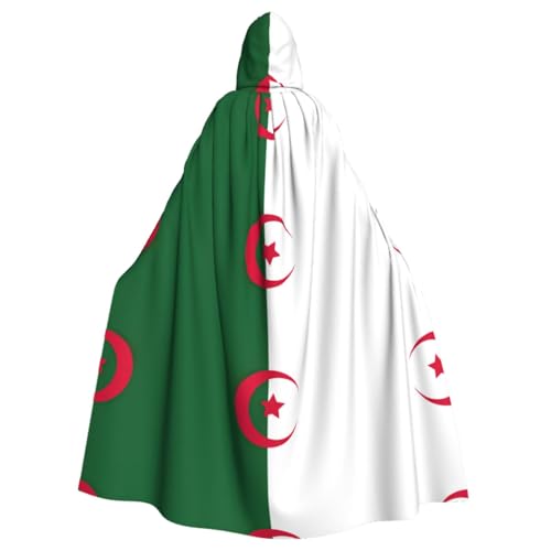 YQxwJL Halloween-Umhang mit Algerien-Flagge und Kapuze, Renaissance-Umhang für Erwachsene, Cosplay, Hexenumhang