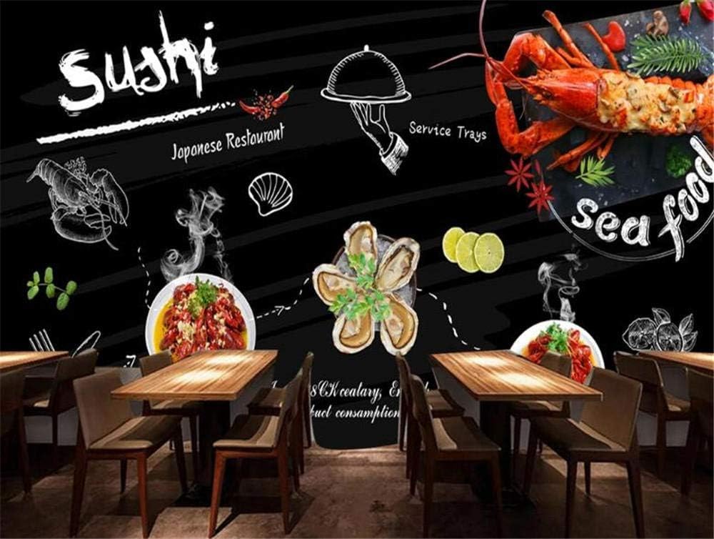 Meeresfrüchte-Küche Hummer Jakobsmuschel 3D Tapete Poster Restaurant Schlafzimmer Wohnzimmer Sofa TV Dekorative Wand-150cm×105cm