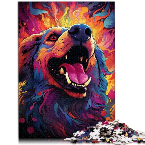 Puzzle, farbenfrohe Kunst, Psychedelischer Hund, 1000-teiliges Puzzle, Holzpuzzle, Spaß für Aktivitäten zu Hause, Geburtstagsgeschenk, Reisegeschenke, 1000 Stück (50 x 75 cm)