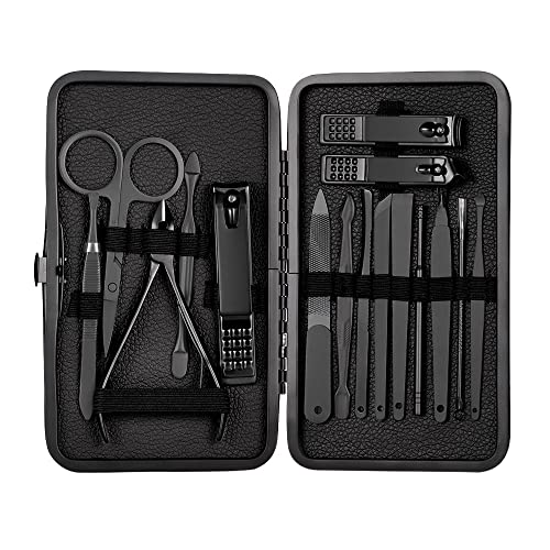 SCRUBY Professionelles Nagelschneider/Pediküre-Scheren-Set, Edelstahl, Adlerhaken, tragbar, Maniküre, Nagelknipser, Werkzeug-Set (weißer Rauch), 4–23-teilig