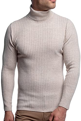 Karl's People Herren Feinstrick Rollkragenpullover K-107 (XXL, Beige)