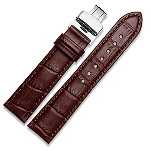 NEYENS Uhrenarmband aus echtem Leder mit Schmetterlingsverschluss, Krokodil-Armband für Herren, Größen 12, 13, 14, 15, 16, 17, 18, 19, 20, 21, 22, 23, 24 mm, 24 mm, Achat