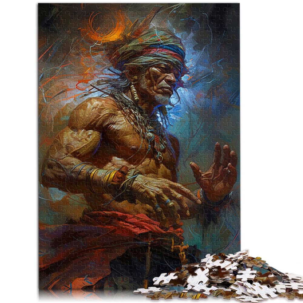 Puzzles Geschenk Indianer-Schamanen-Puzzle für Erwachsene und Ren, 1000-teiliges Holzpuzzle, anspruchsvoll, Aber unterhaltsam und humorvoll, 1000 Teile (50 x 75 cm)