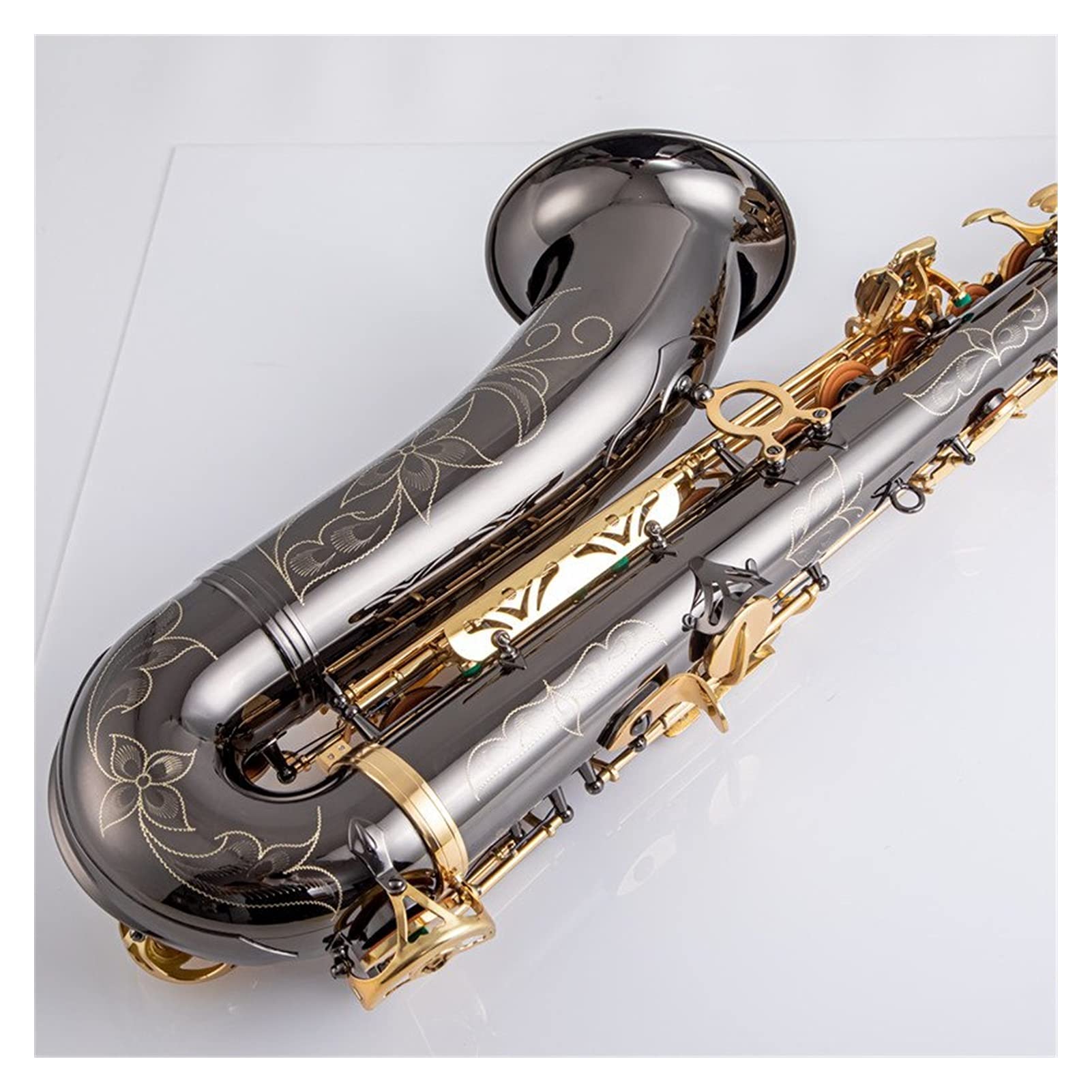 BB Tenor Saxophon Sax Messing Körper Schwarz Nickelige Goldene Schlüssel Holzwind Instrument