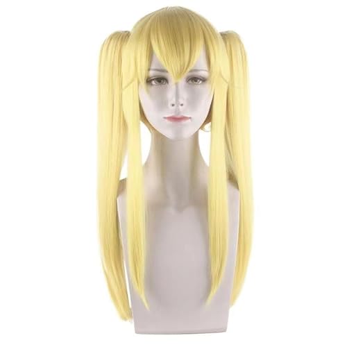 WCCNKK Wig Anime Cosplay Kakegurui Meari Saotome Cosplay Perücke Goldene Doppelte Pferdeschwanz-Tigermund-Clip-Perücke Hitzebeständiges Kunsthaar, Mit Perückenkappe, Dekorative Accessoires