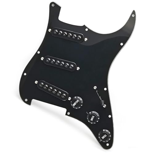 E-Gitarre-Einzel-Tonabnehmer-Panel-Baugruppe, E-Gitarren-Panel-Schaltung, Innerer Sechseckiger Schirmkopf-Tonabnehmer vorverdrahteter Tonabnehmer Schlagbrett (Color : Black)