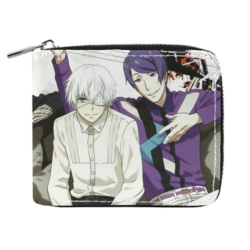 RYNDEX Tok-yo Gho-ul Anime Geldtasche, Leder Geldbörse mit Reißverschluss-Design, Geldbörse Geldbeutel Portemonnaie für Geschenkidee(Color:Multicolor 3)