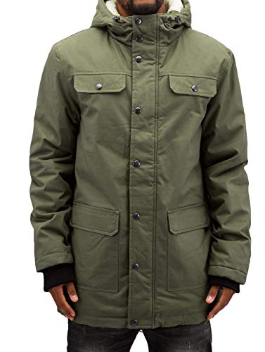 Urban Classics Herren und Jungen Jacke Heavy Cotton Parka mit gefütterter und verstellbarer Kapuze für Herbst und Winter, Olive, Medium