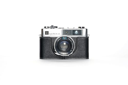 Kameratasche für Yashica Electro 35 GL, handgefertigt, echtes Leder, Schwarz