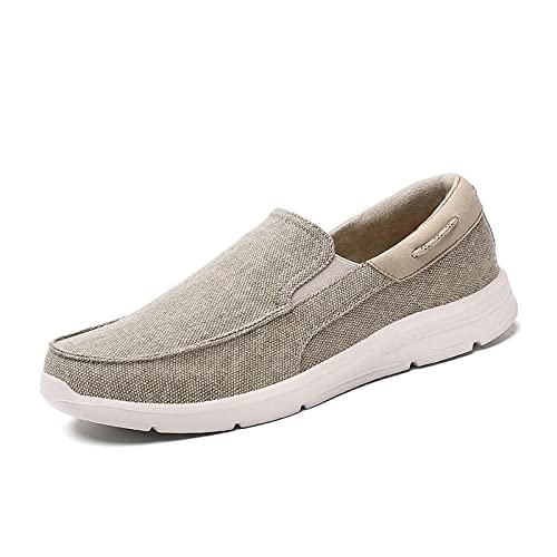 HJBFVXV Herren-Espadrilles Summer Men Canvas Shoes Breathable Man Male Men Vulcanized Shoes Men Casual Shoes Comfortable Soft Men Sneakers (Color : Beige Yellow, Size : 44 EU)