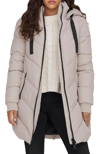 JdY Damen JDYSKYLAR Padded Hood Jacket OTW NOOS Jacke, Chateau Gray/Detail:Black, L