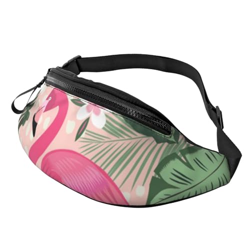 HSJFS Hüfttasche mit niedlichem Lama-Blumendruck, modische Hüfttasche, verstellbare Hüfttasche, lässige Brusttasche, Flamingo, Einheitsgröße