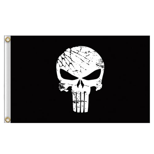 Fahne SKULL/Punisher, Flagge mit Metallösen Sicherung, Flagge(Black 1)