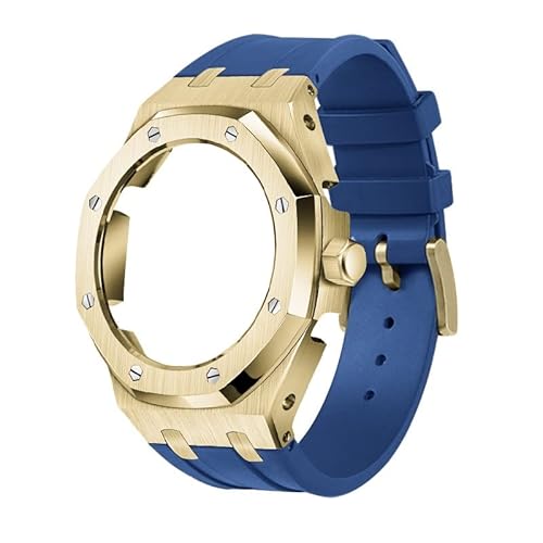 IOTUP GA2100/2110 Uhrenarmband aus Gummi und Edelstahl-Metallgehäuse, kompatibel mit GA2100/2110, verbesserte Metalllünette, Fluorkautschuk-Armband, Einheitsgröße, Achat