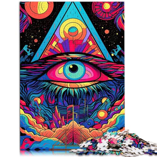 Spielzeug-Puzzle Psychedelic 1000-Teile-Puzzle für Erwachsene, Holzpuzzle, jedes Teil ist einzigartig – anspruchsvolles, unterhaltsames Familienspiel, 1000 Teile (50 x 75 cm)