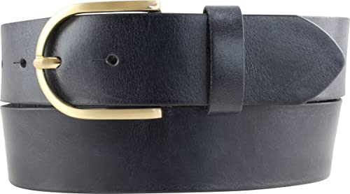 BELTINGER Damen-Gürtel aus Vollrindleder Vintage-Look 4 cm | Jeans-Gürtel für Damen 40mm mit goldener Gürtelschließe | Mit geschwärzten Kanten | Schwarz 90cm