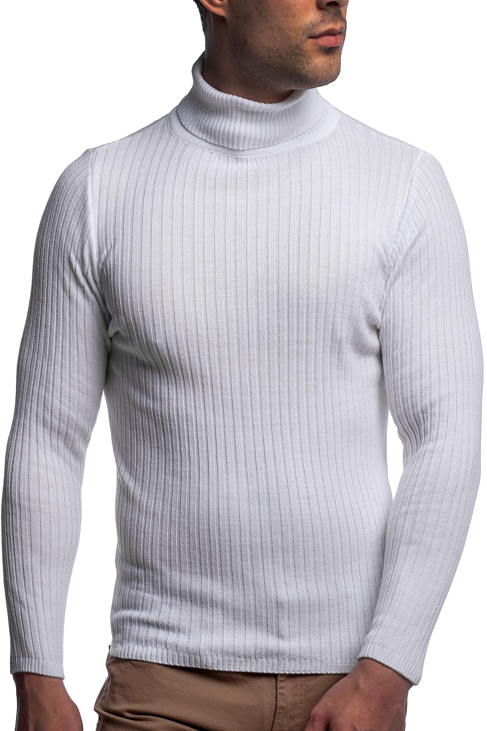 Karl's people Herren Feinstrick Rollkragenpullover in verschieden Farben K-107, Größe M, Farbe White