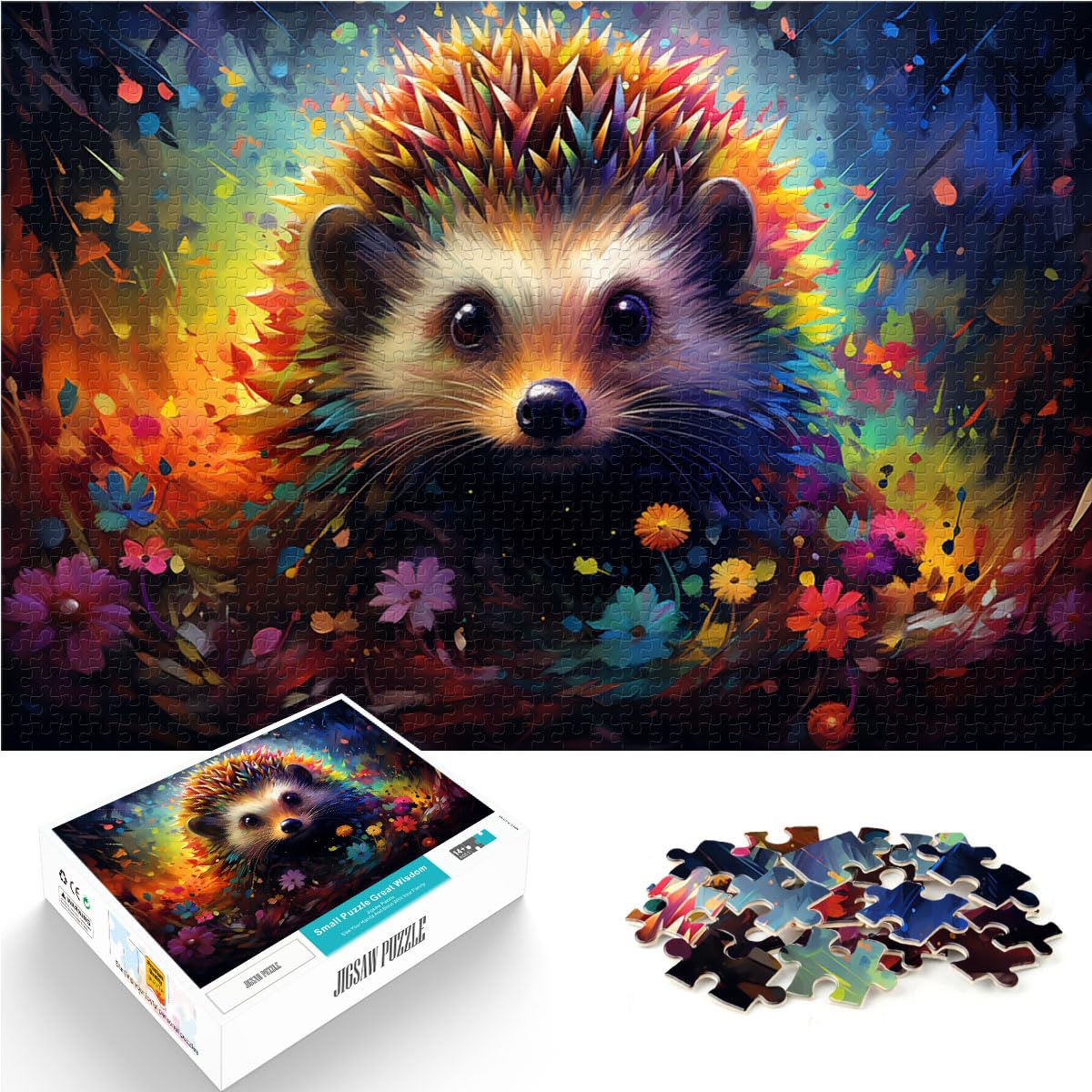 Puzzle, Bunte Igelkunst, 1000 Teile, Puzzle, Holzpuzzle, Spielzeug, Puzzle, Lernspiele, Stressabbau-Puzzle, 1000 Teile (50 x 75 cm)