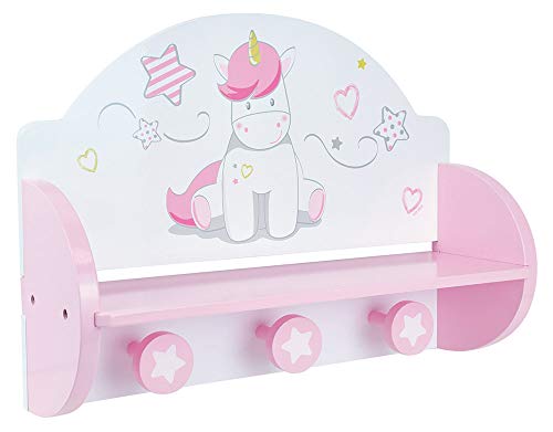 Fun House 713046 Einhorn-Garderobenregal, weiß, rosa, Maße: H 33 x B 45 x T 14 cm