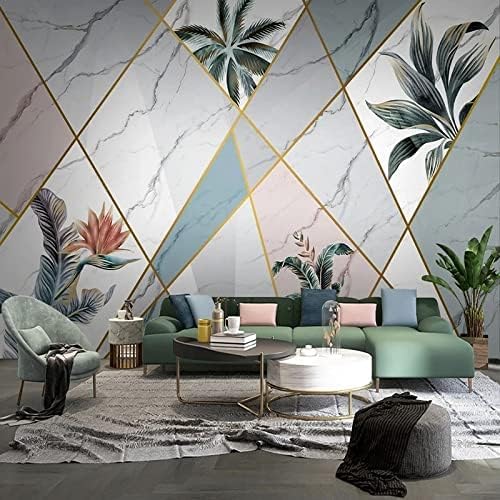 XLMING Botanische Leuchte Mit Marmor-Muster Luxus 3D Tapete Home Dekoration Wohnzimmer Sofa Schlafzimmer Tv Hintergrund Wand-250cm×170cm